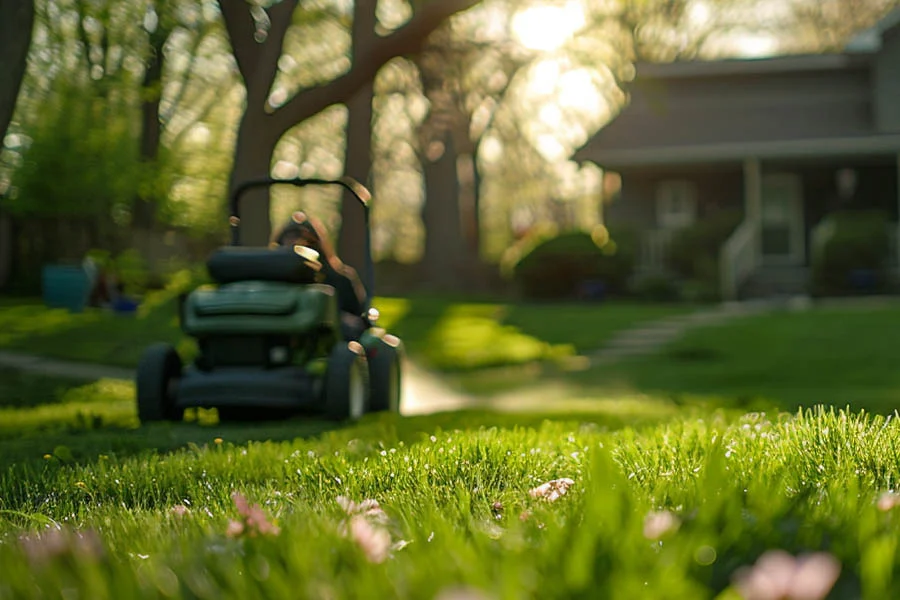 wide self propelled lawn mower